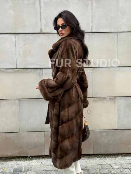 Кимоно шуба английский воротник - цвет соболь - фото 8