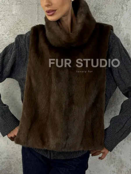 Манишка норковая - цвет соболь - фото 3