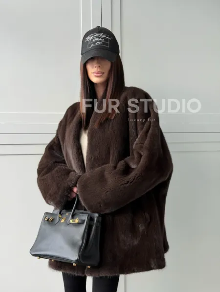 Куртка из норки с V - образным воротом - фото 18