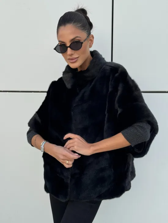 Курточка-жилет трансформер из меха норки с капюшоном - фото 1