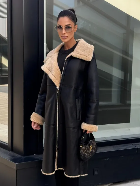 Женская натуральная дубленка из кожи силка - фото 0