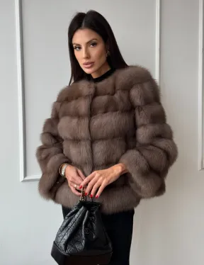 Шуба из меха куницы Truffle с воротником шанель - фото 5