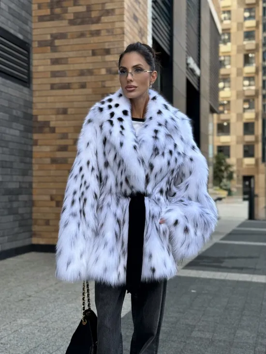 Шуба летучка из меха лисы под рысь Exclusive - фото 11