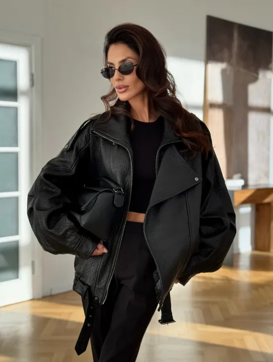 Черная кожаная куртка - фото 8