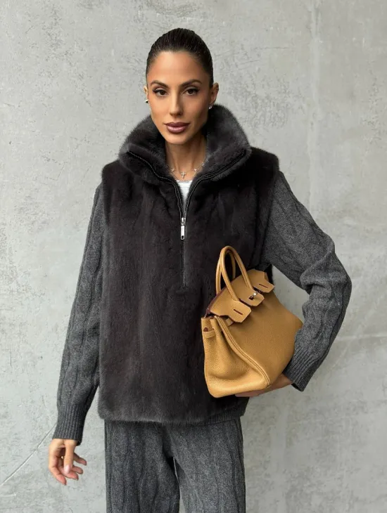 Меховая манишка из меха норки - фото 10