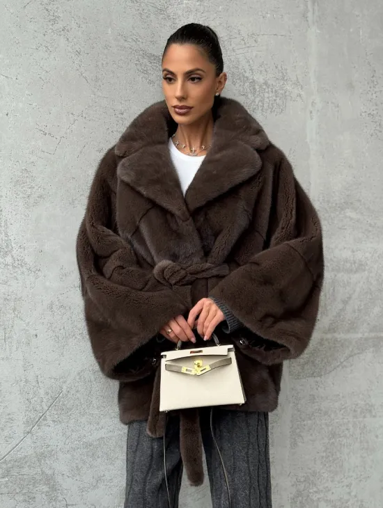 Полушубок норковый с английским воротником - летучка - фото 8