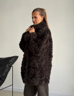 Дублёнка коричневая из овчины - тиградо - фото 11