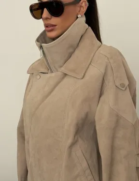 Современная куртка из замшевой кожи - фото 1