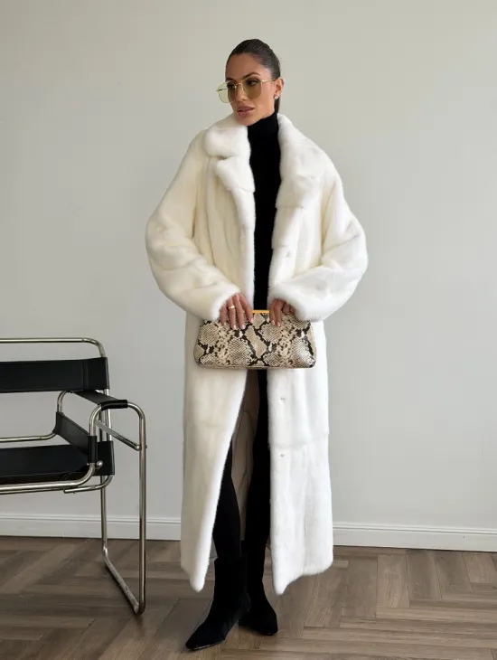 Белая норковая шуба в пол - фото 10