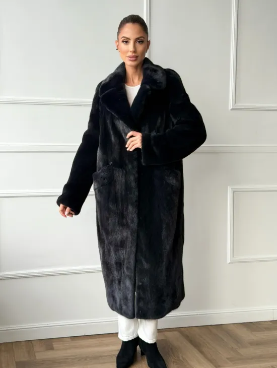 Норковая шуба с английским воротником - фото 8