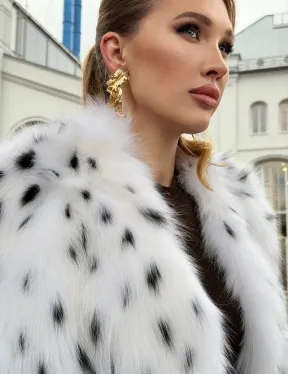 Шуба укороченная из арктической лисы под рысь - фото 1