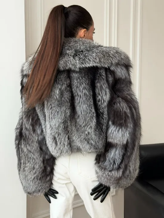Кроп-шуба из чернобурой лисы - фото 5