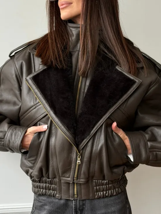 Стильная куртка - дубленка из овчины - фото 3