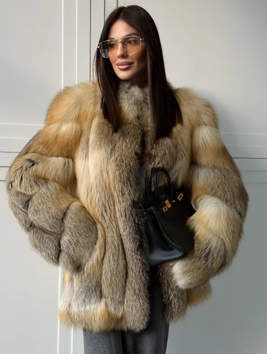 Полушубок из лисы - рукава косички - фото 8