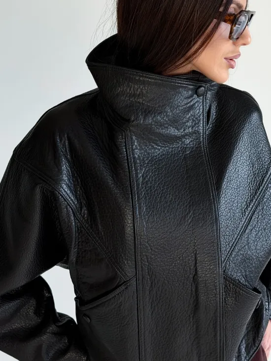 Черная женская кожаная куртка - фото 2