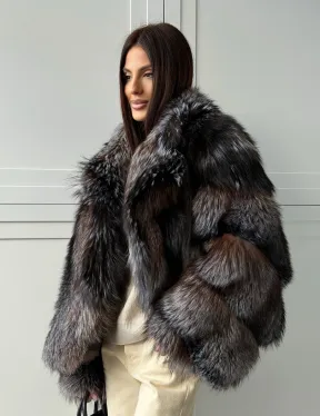 Шуба из меха блюфрост - воротник английский - фото 15