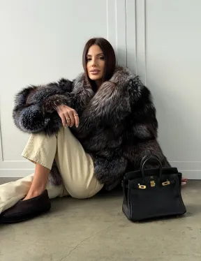 Шуба из меха блюфрост - воротник английский - фото 20