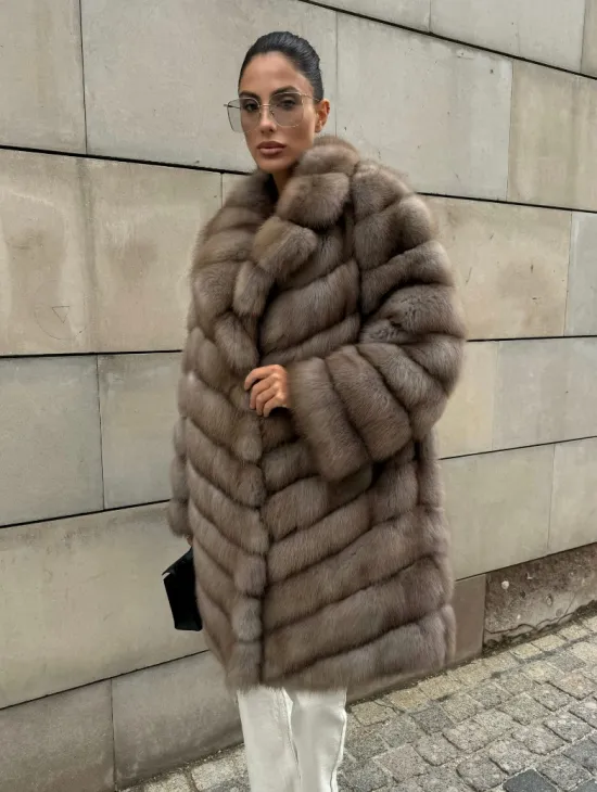 Шуба из куницы женская - цвет тор-тор - фото 0